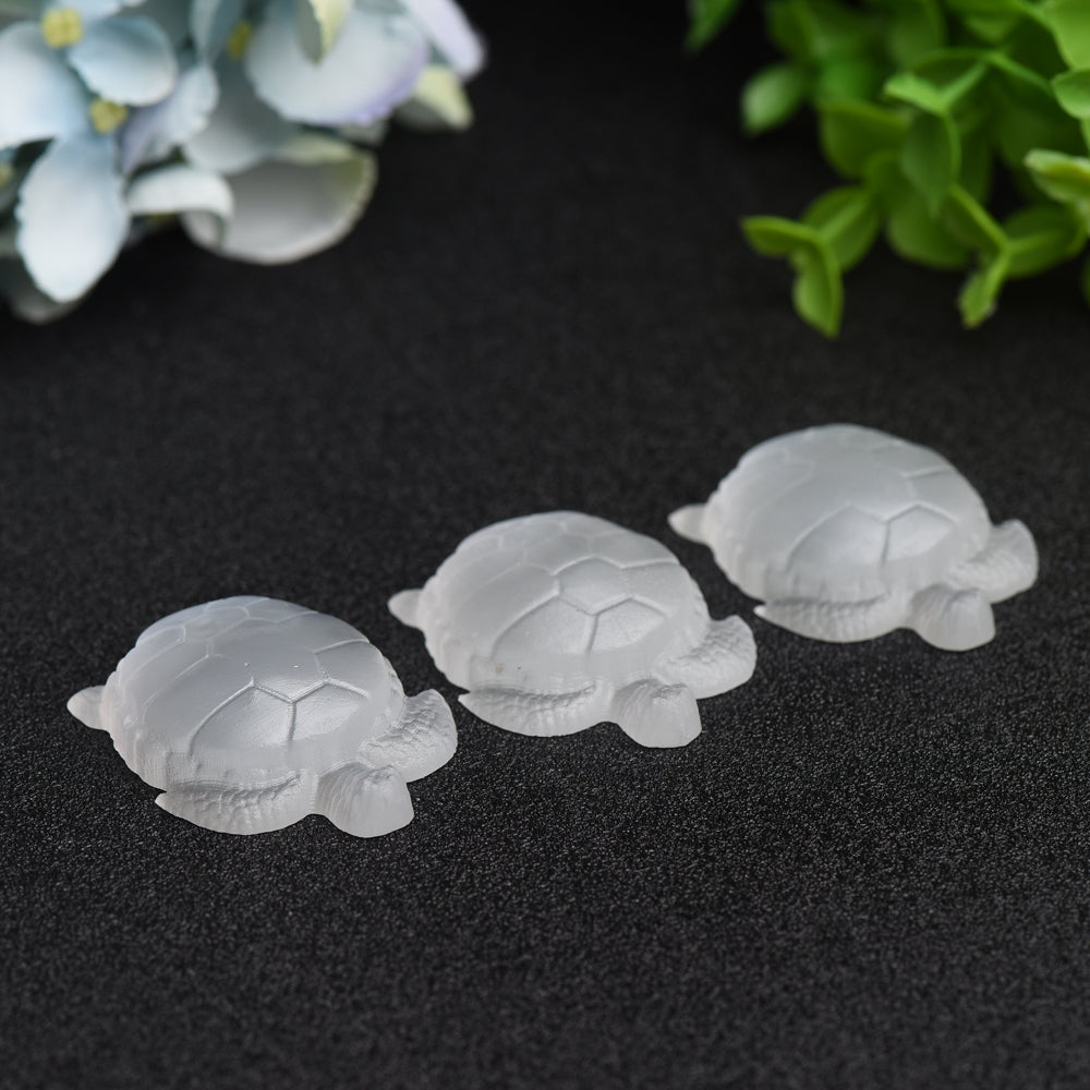 1.8-inch Selenite Crystal Turtle Carving Figurine