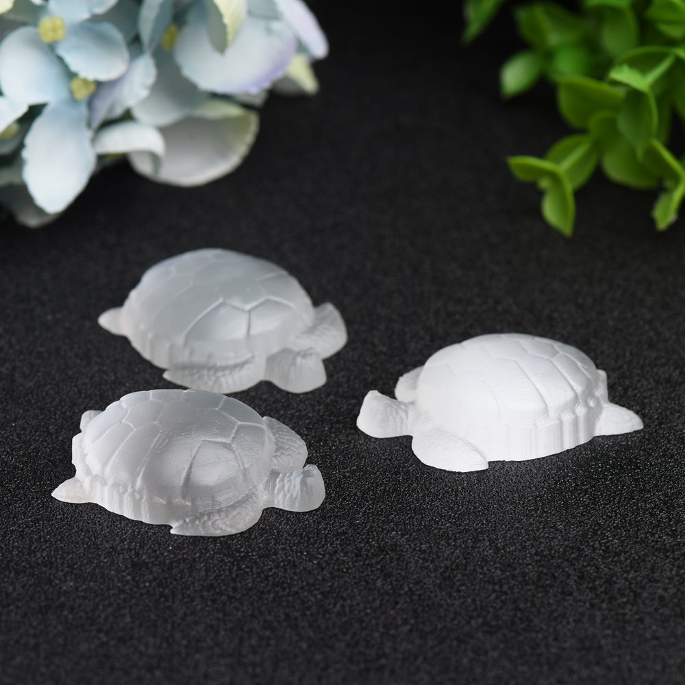 1.8-inch Selenite Crystal Turtle Carving Figurine
