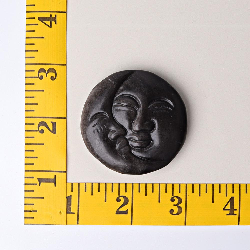 1.8-inch Silver Obsidian Sun Moon Crystal Figurine