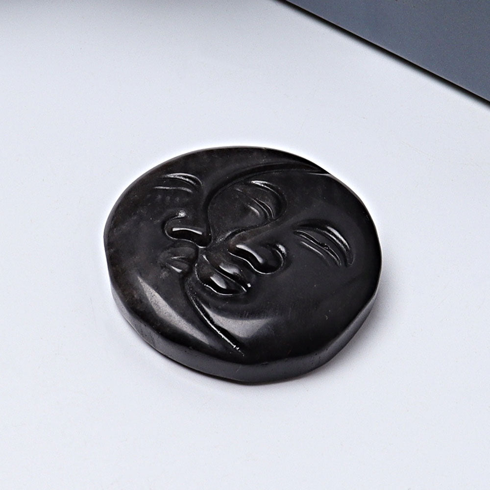 1.8-inch Silver Obsidian Sun Moon Crystal Figurine
