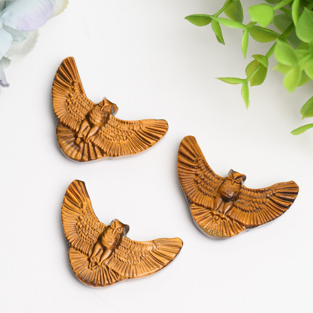 1.8 Inch Yellow Tiger Eye Crystal Owl Figurine for Wisdom