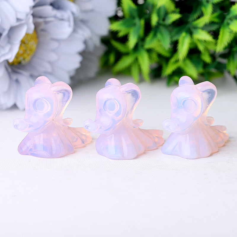 1.8" Pink Opalescent Healing Crystal Dog Carving
