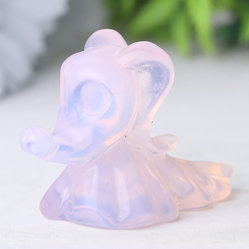 1.8" Pink Opalescent Healing Crystal Dog Carving