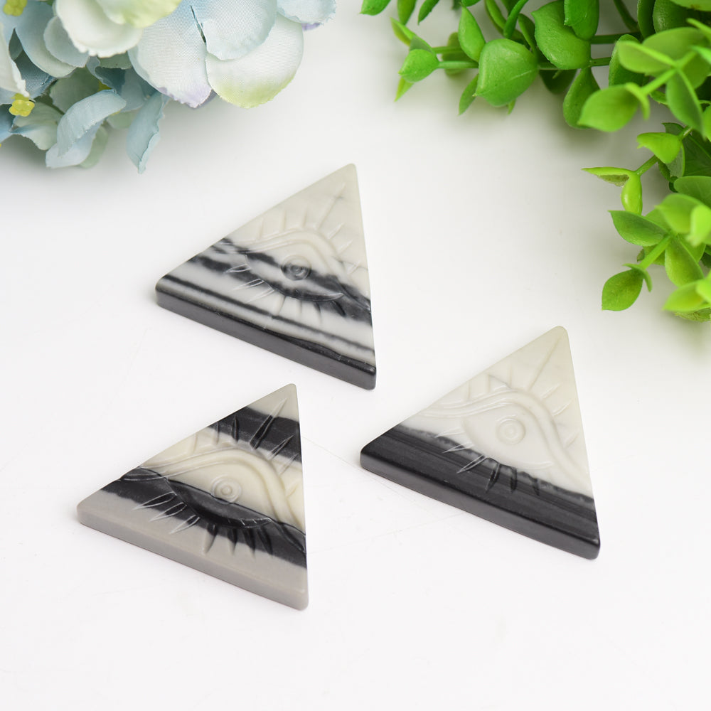 1.8" Taiji Stone Triangle Slab with Evil's Eye Carving
