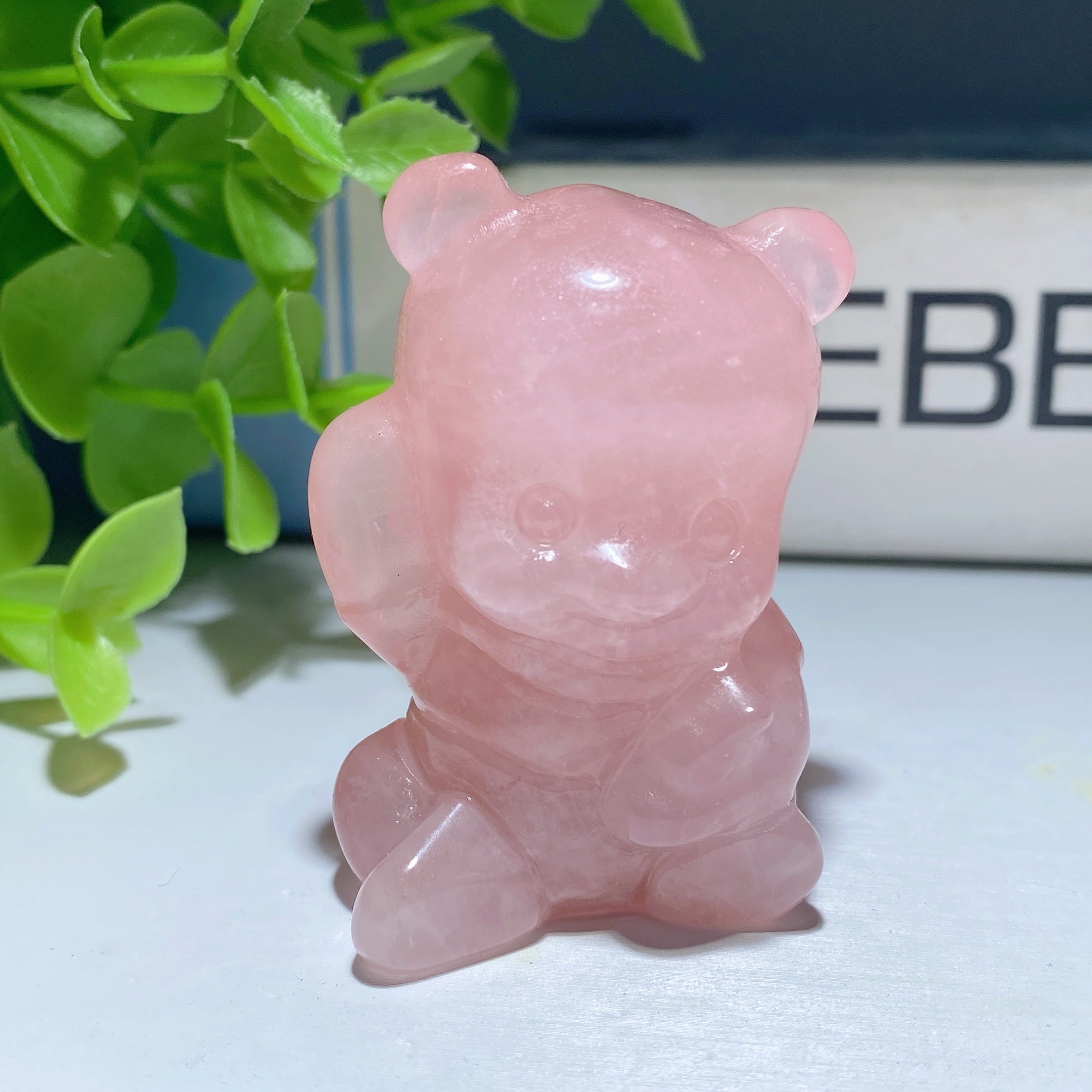 1.85 inch Crystal Bear Figurine in Orange Calcite and Rose Quartz