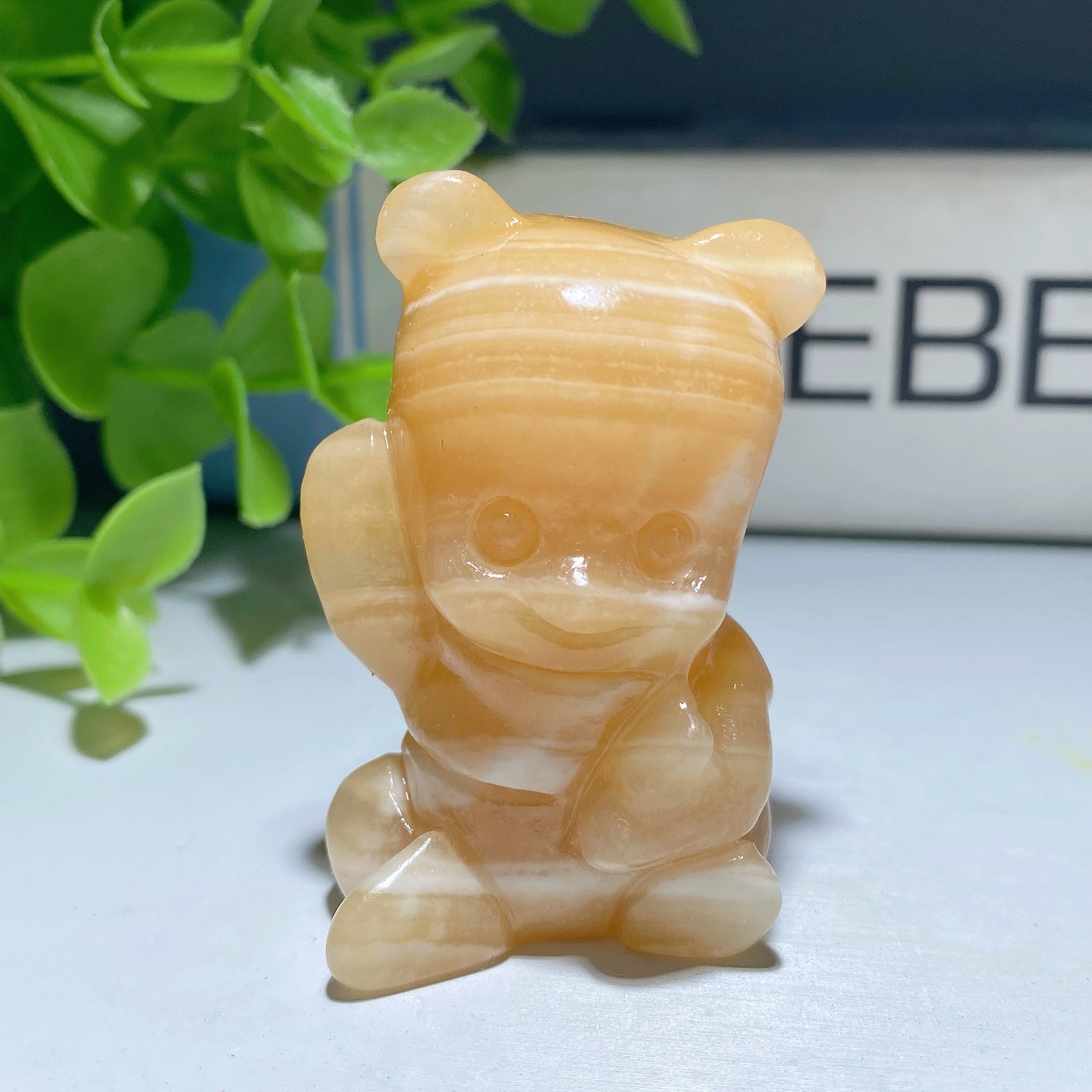 1.85 inch Crystal Bear Figurine in Orange Calcite and Rose Quartz