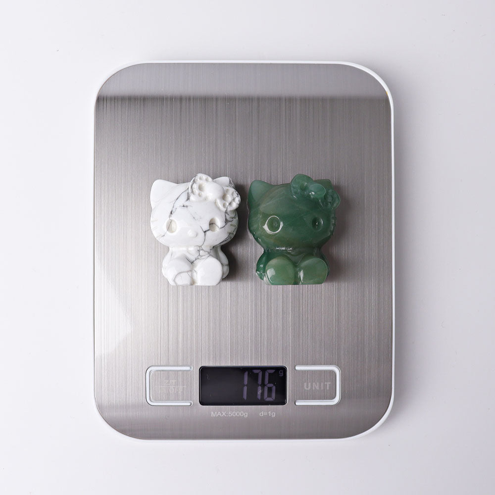 1.85 inch Crystal Cats Figurine in Obsidian, Aventurine, Howlite