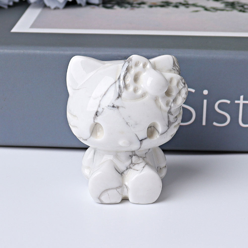 1.85 inch Crystal Cats Figurine in Obsidian, Aventurine, Howlite