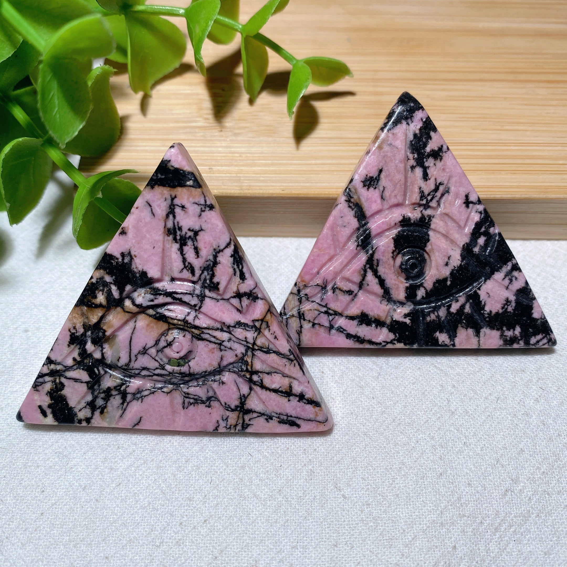 1.85in Rhodonite Evil Eye Crystal Figurine for Healing