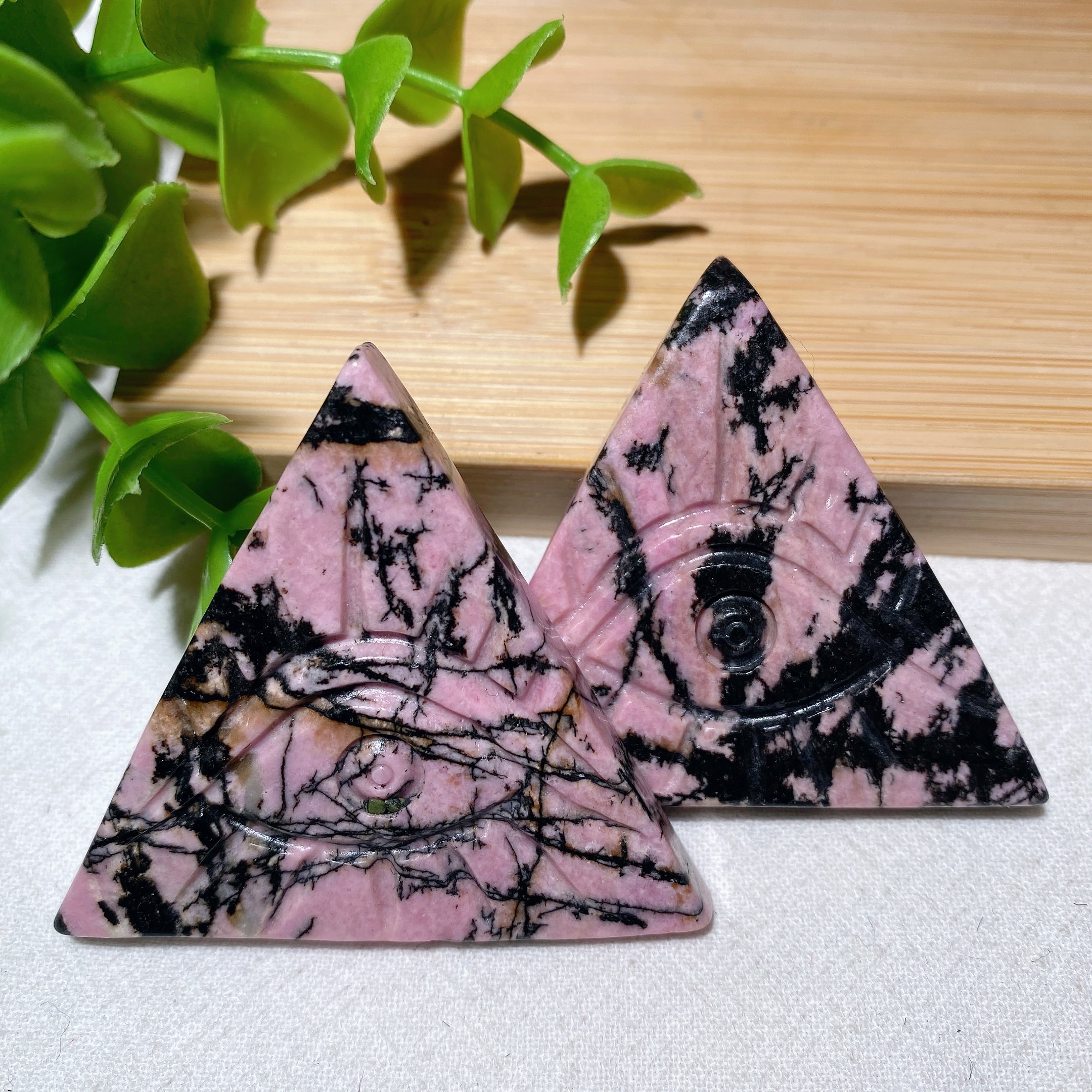 1.85in Rhodonite Evil Eye Crystal Figurine for Healing