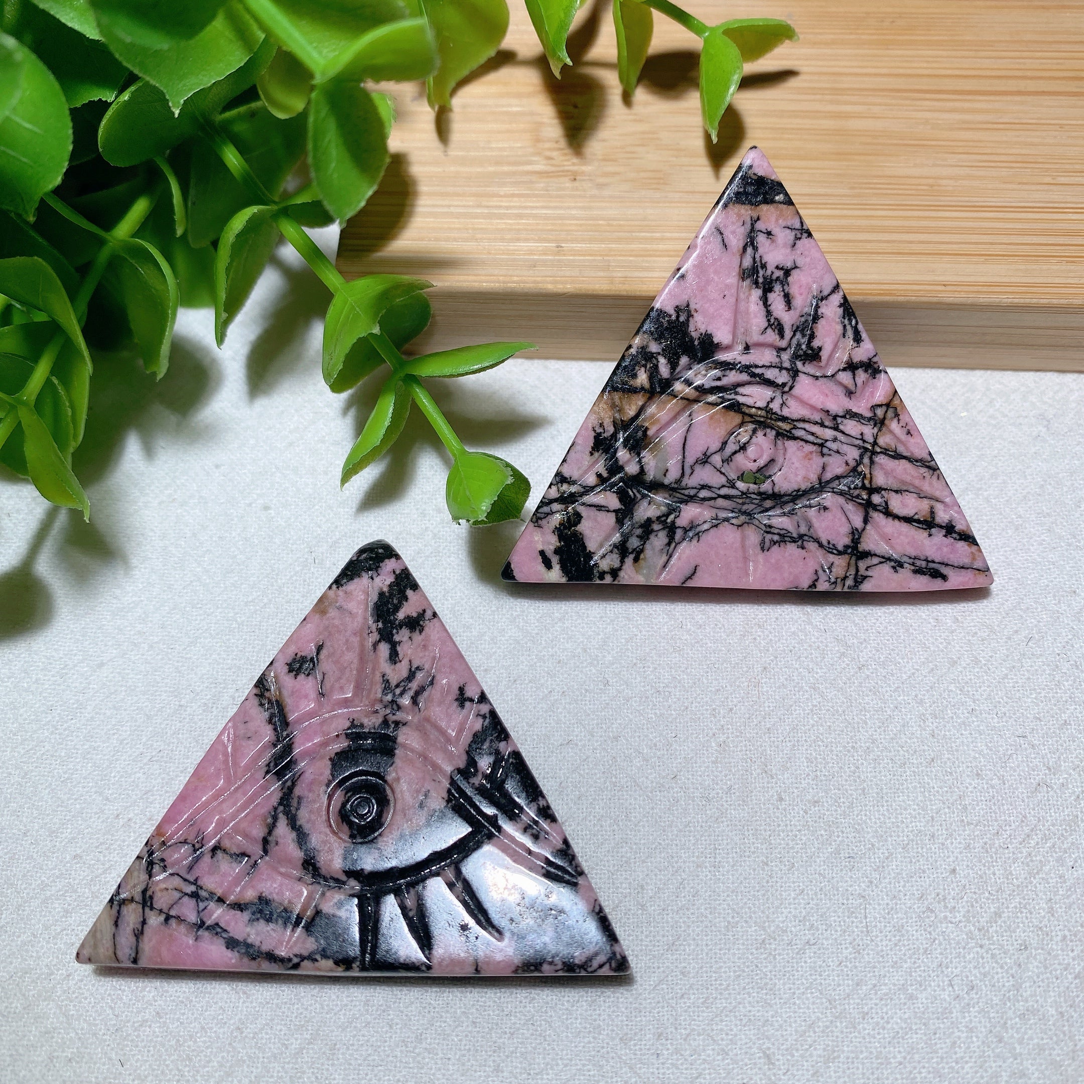 1.85in Rhodonite Evil Eye Crystal Figurine for Healing