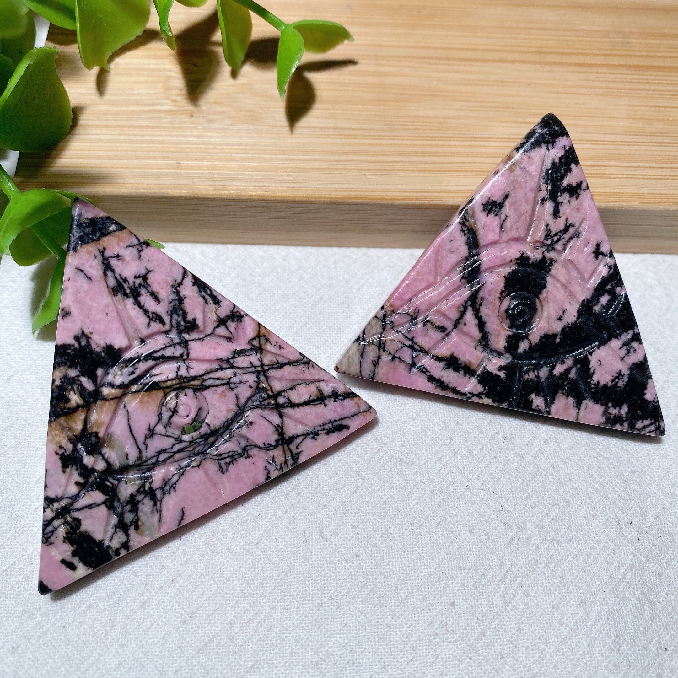 1.85in Rhodonite Evil Eye Crystal Figurine for Healing