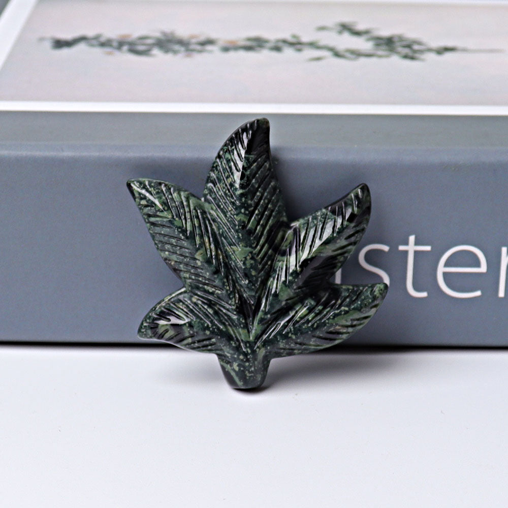 1.9" Crystal Leaf Figurine in Kambaba Jasper - Healing Carving