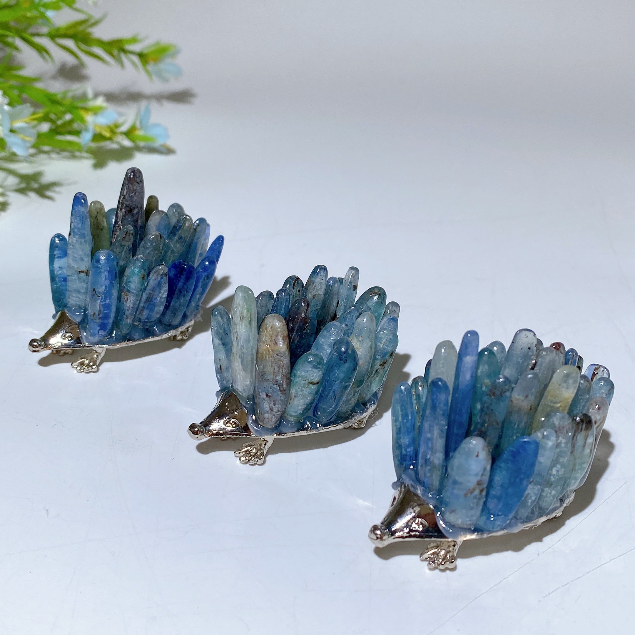 1.9 inch Blue Kyanite Crystal Hedgehog Figurine Healing