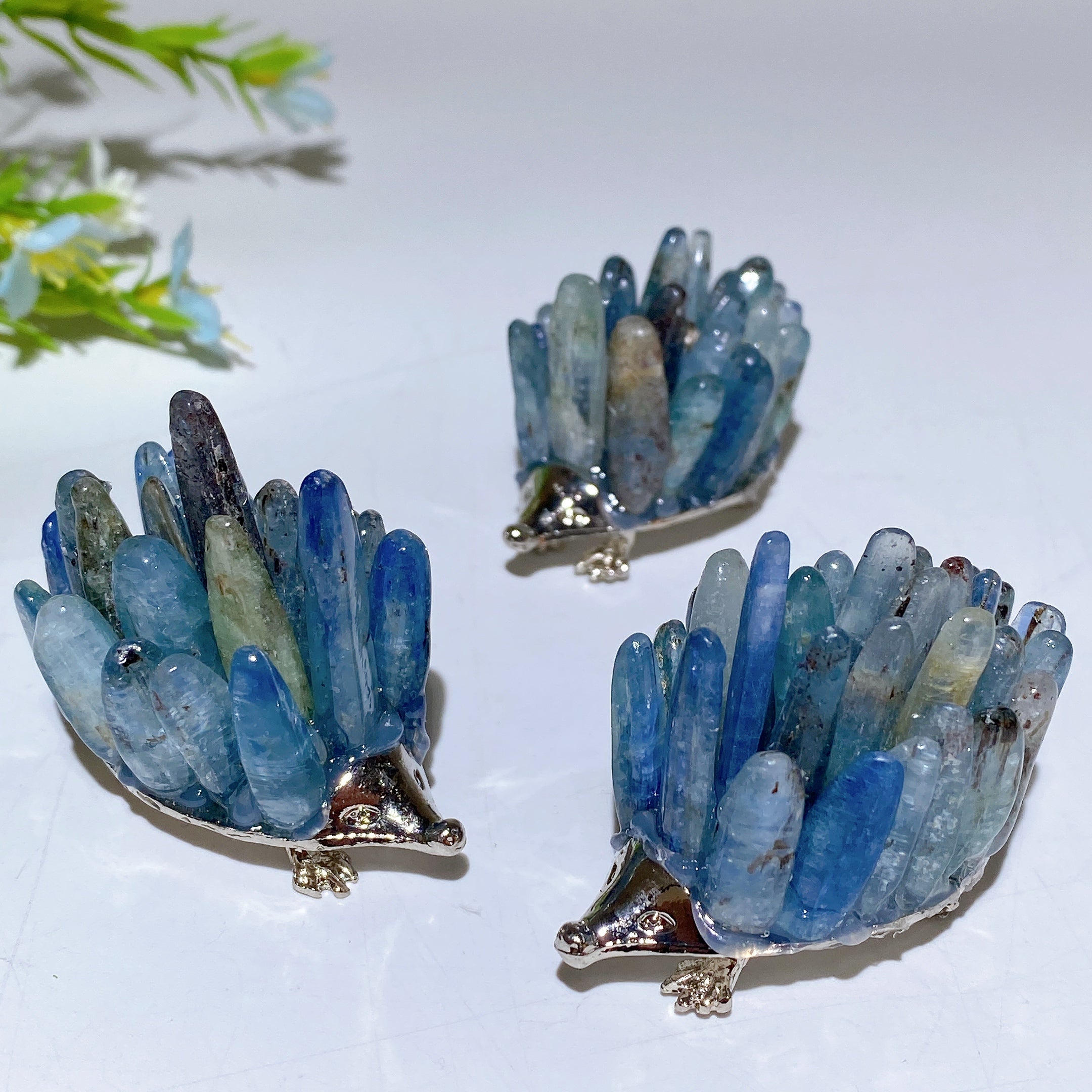 1.9 inch Blue Kyanite Crystal Hedgehog Figurine Healing