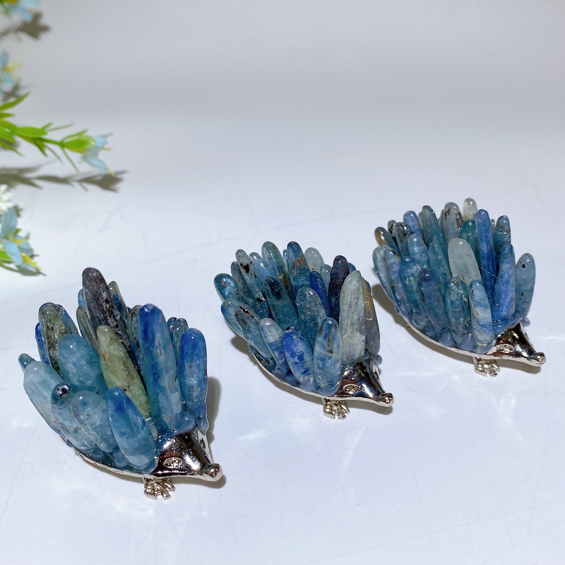 1.9 inch Blue Kyanite Crystal Hedgehog Figurine Healing