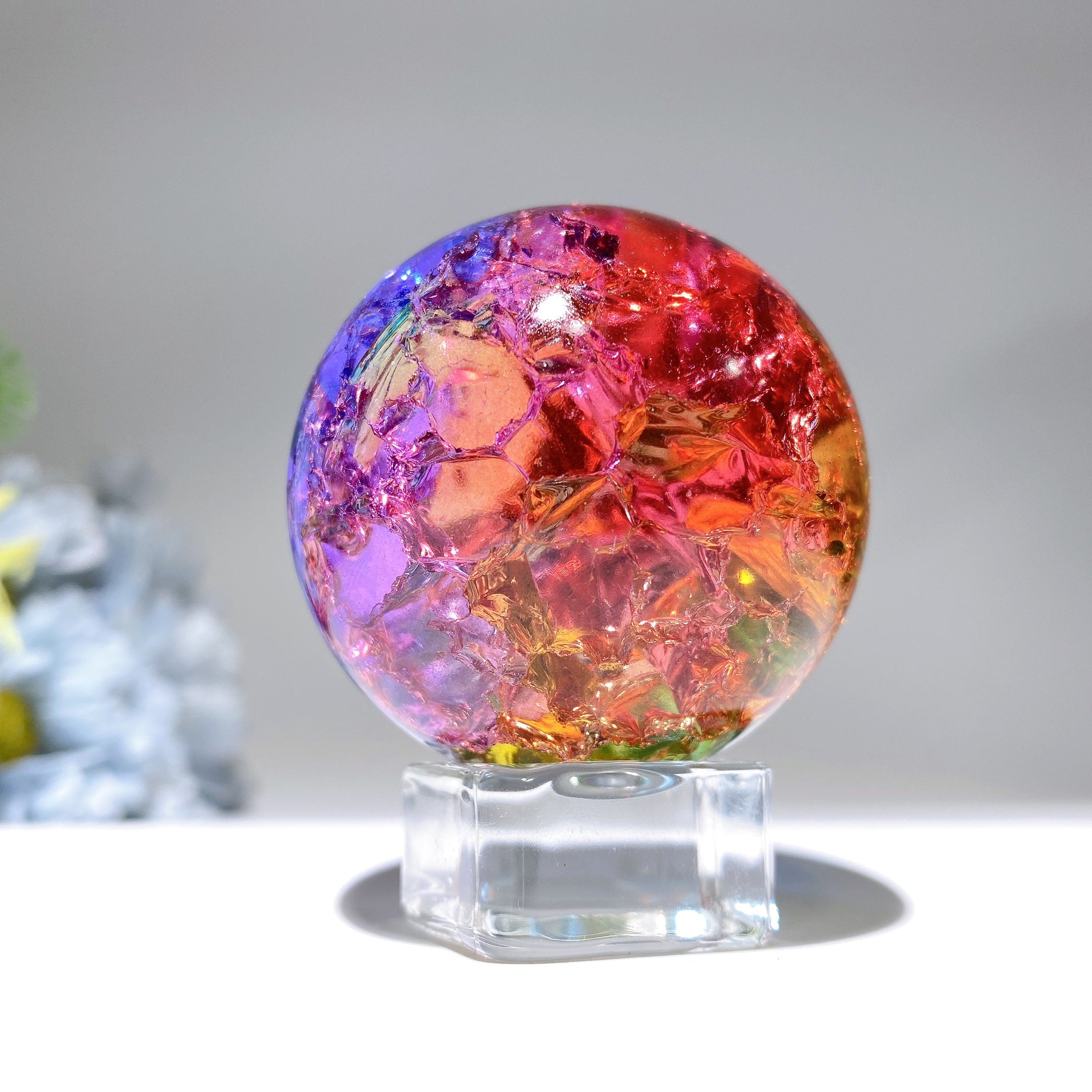 1.9 inch Crack Glass Crystal Sphere for Energy Healing