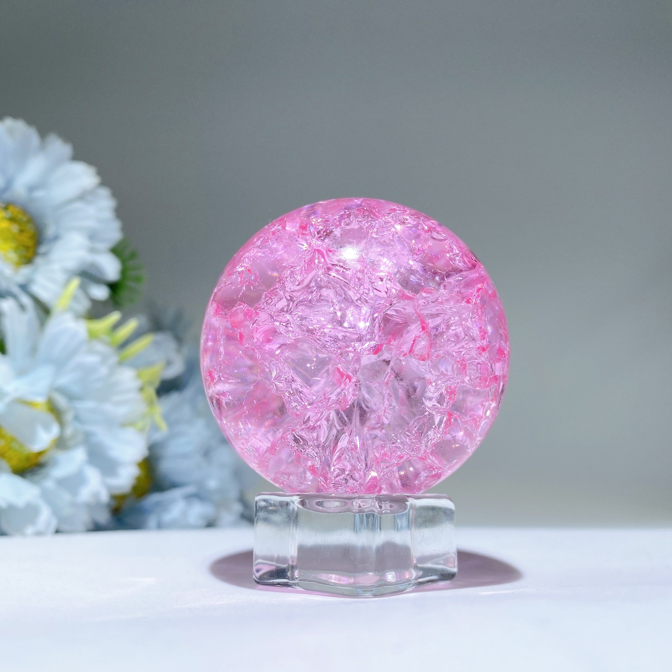 1.9 inch Crack Glass Crystal Sphere for Energy Healing
