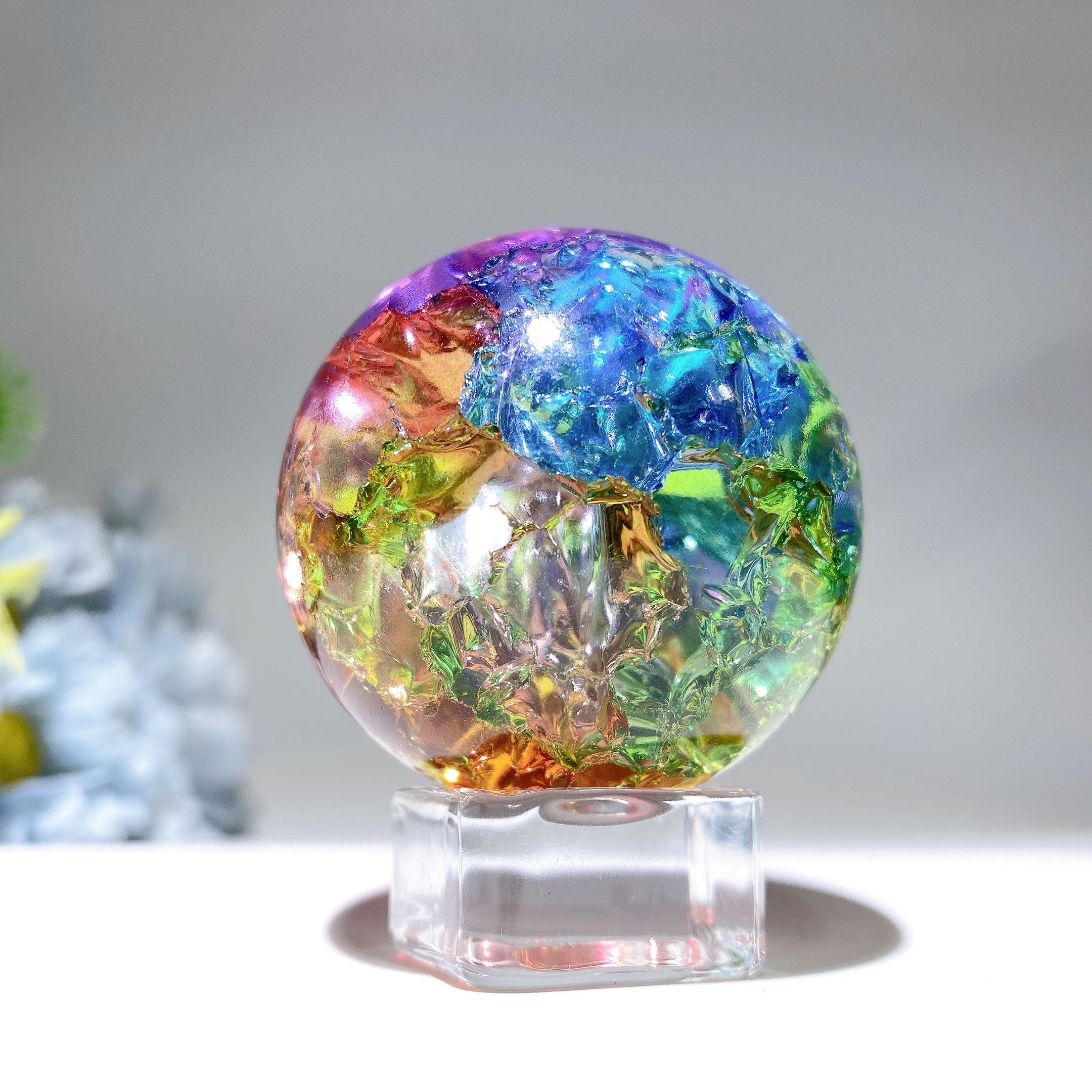 1.9 inch Crack Glass Crystal Sphere for Energy Healing