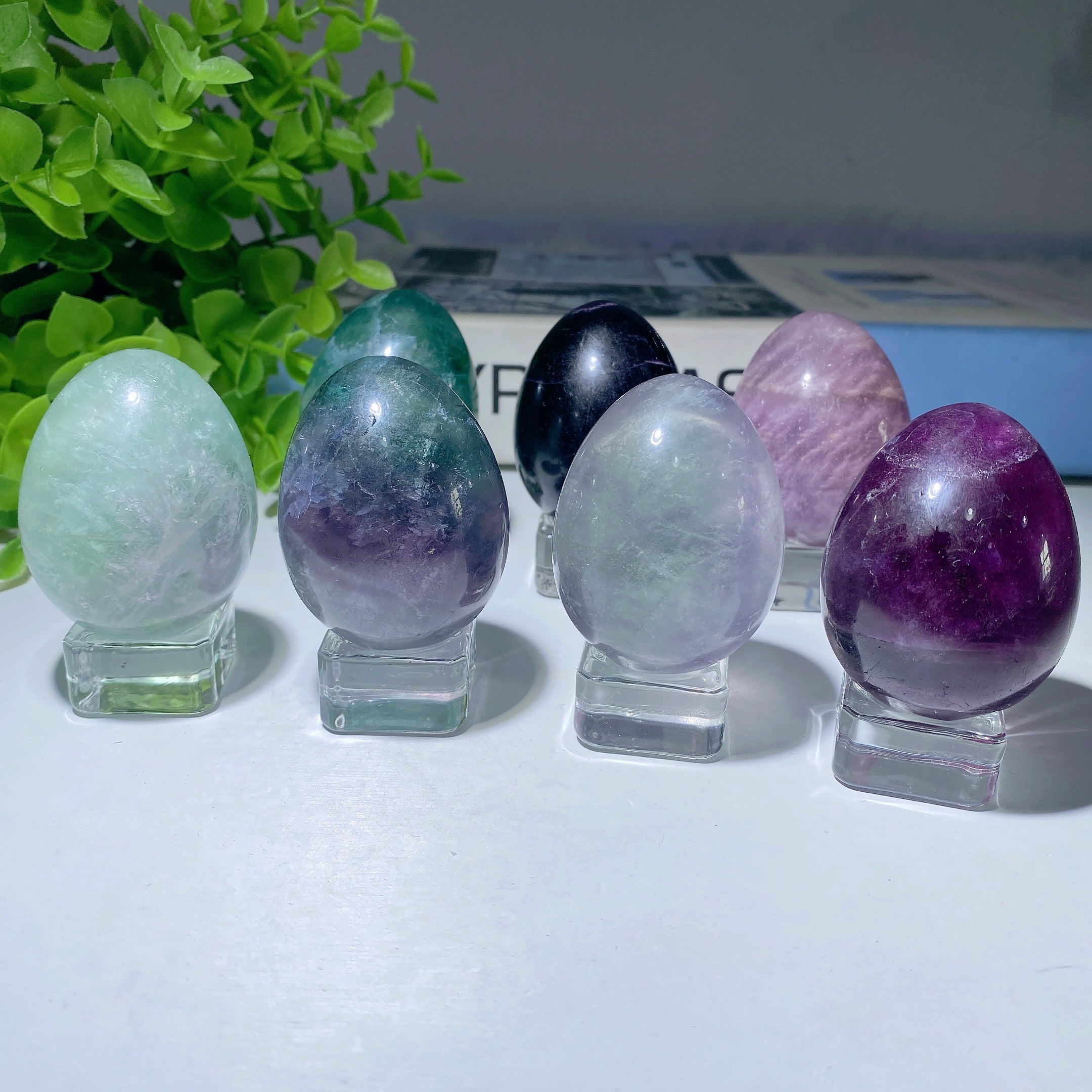 1.9 inch Fluorite Crystal Egg Carving for Spiritual Healing