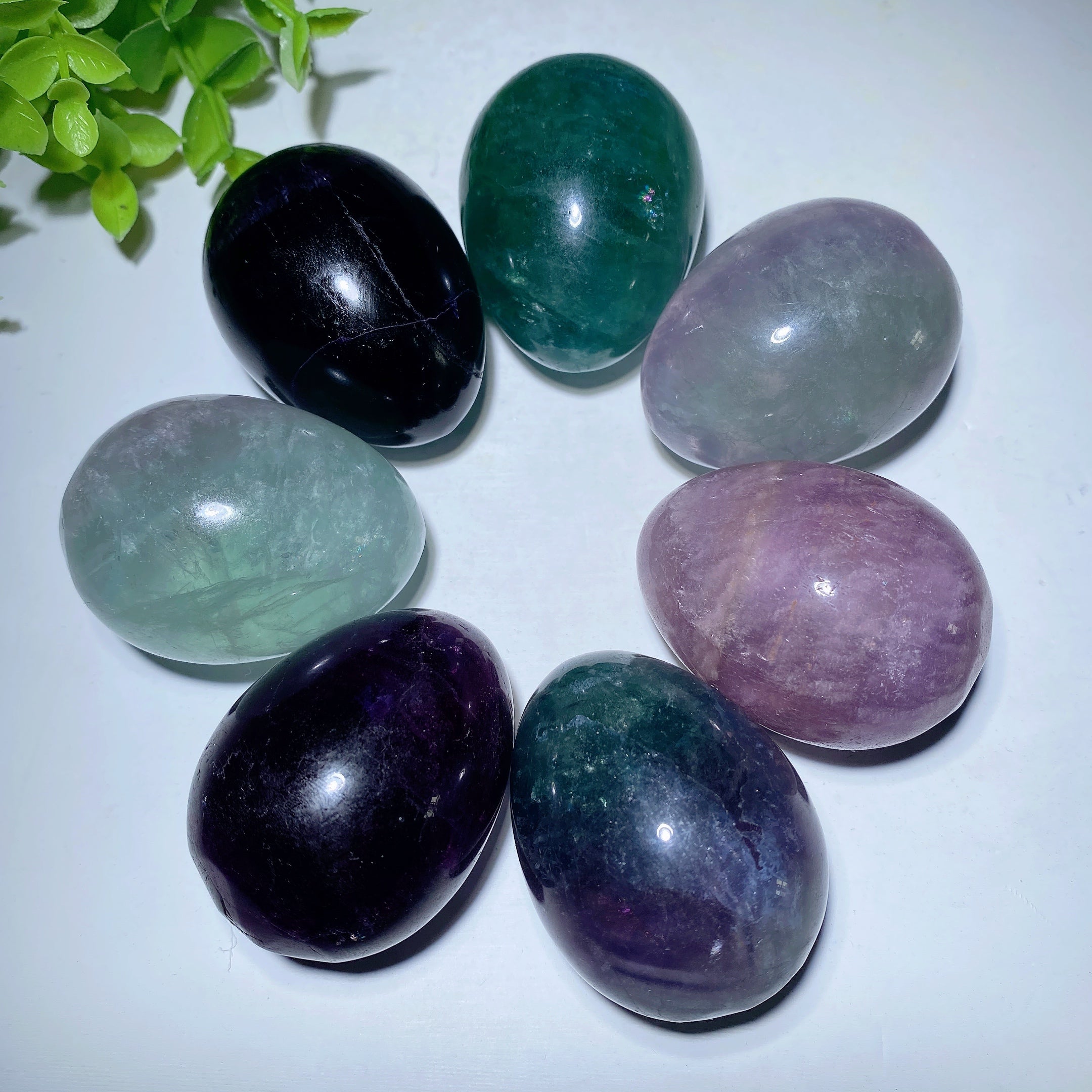 1.9 inch Fluorite Crystal Egg Carving for Spiritual Healing