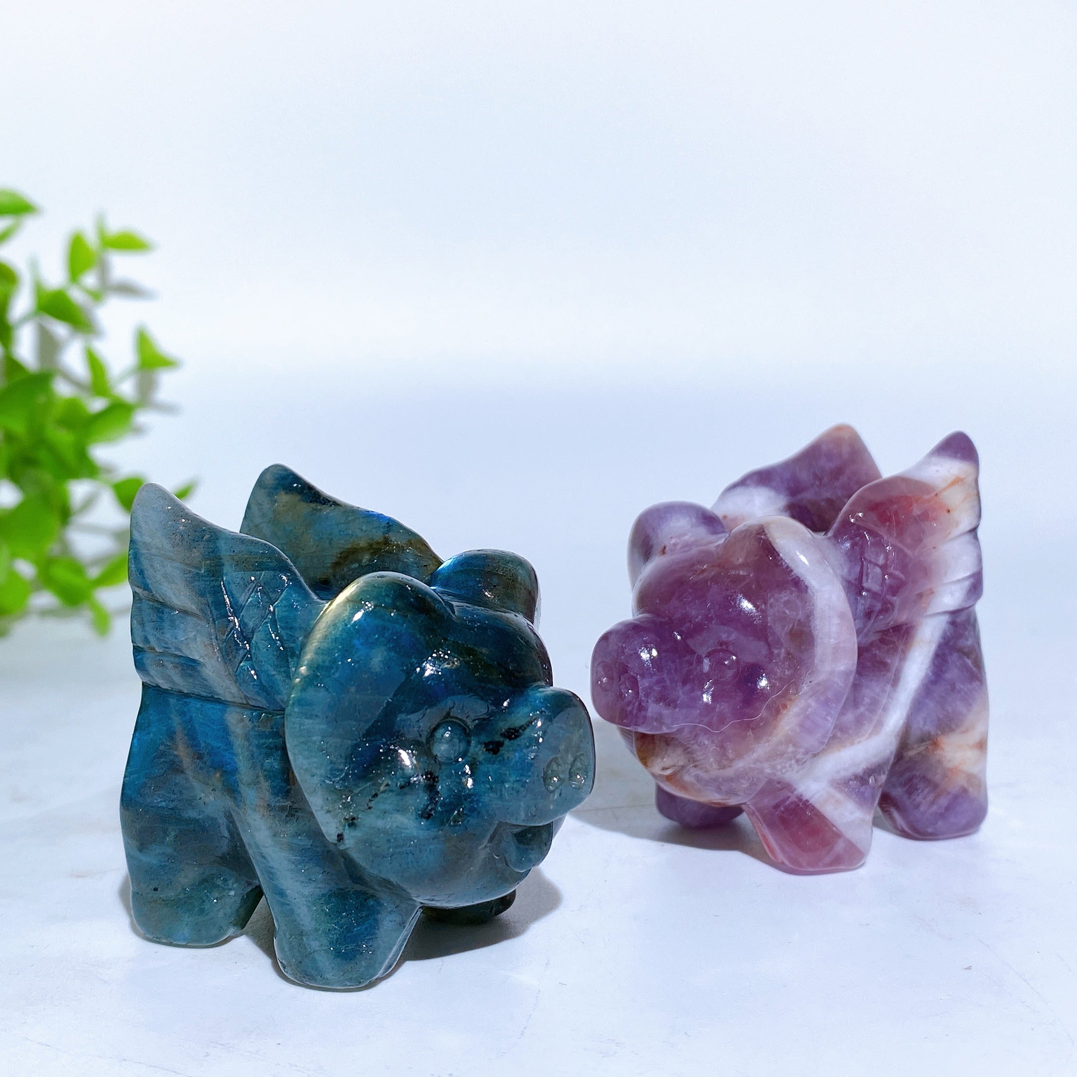 1.9 inch Labradorite Dream Amethyst Pig Crystal Figurine