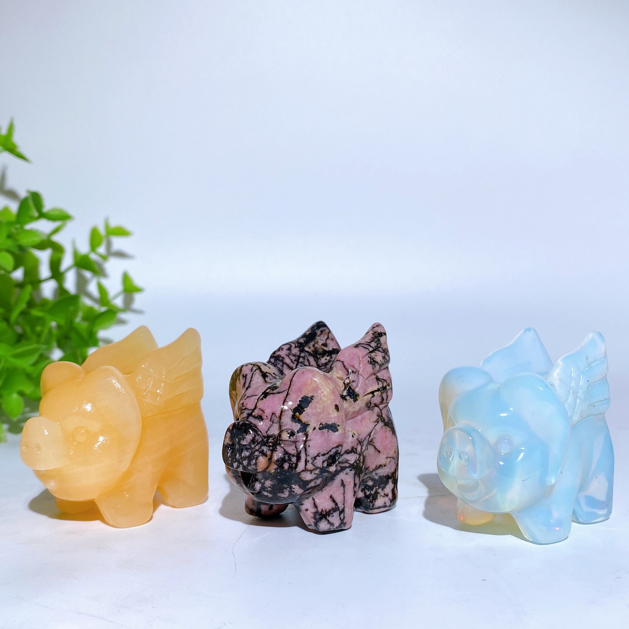 1.9 inch Labradorite Dream Amethyst Pig Crystal Figurine