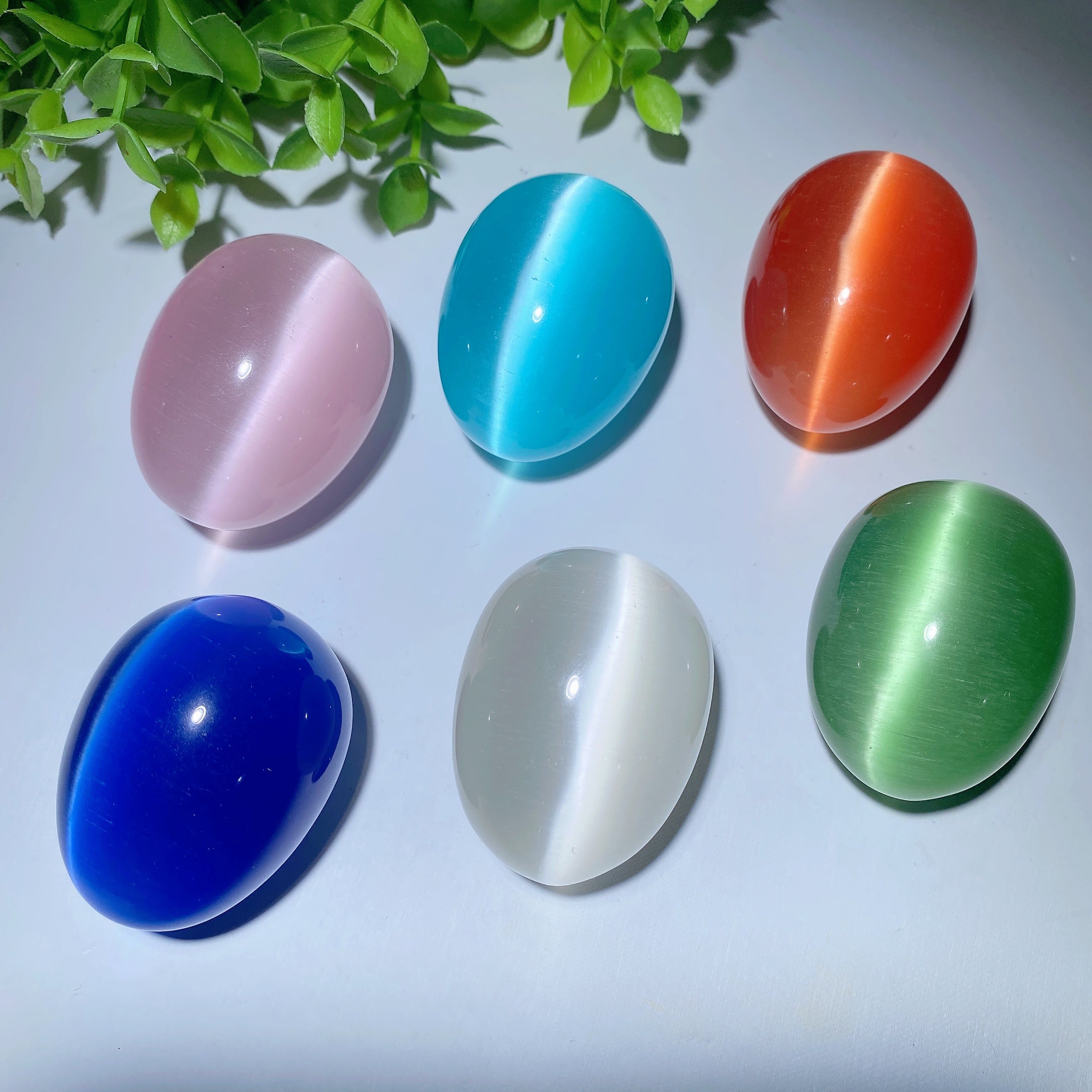 1.9 Inch Mixed Cat's Eye Crystal Healing Eggs