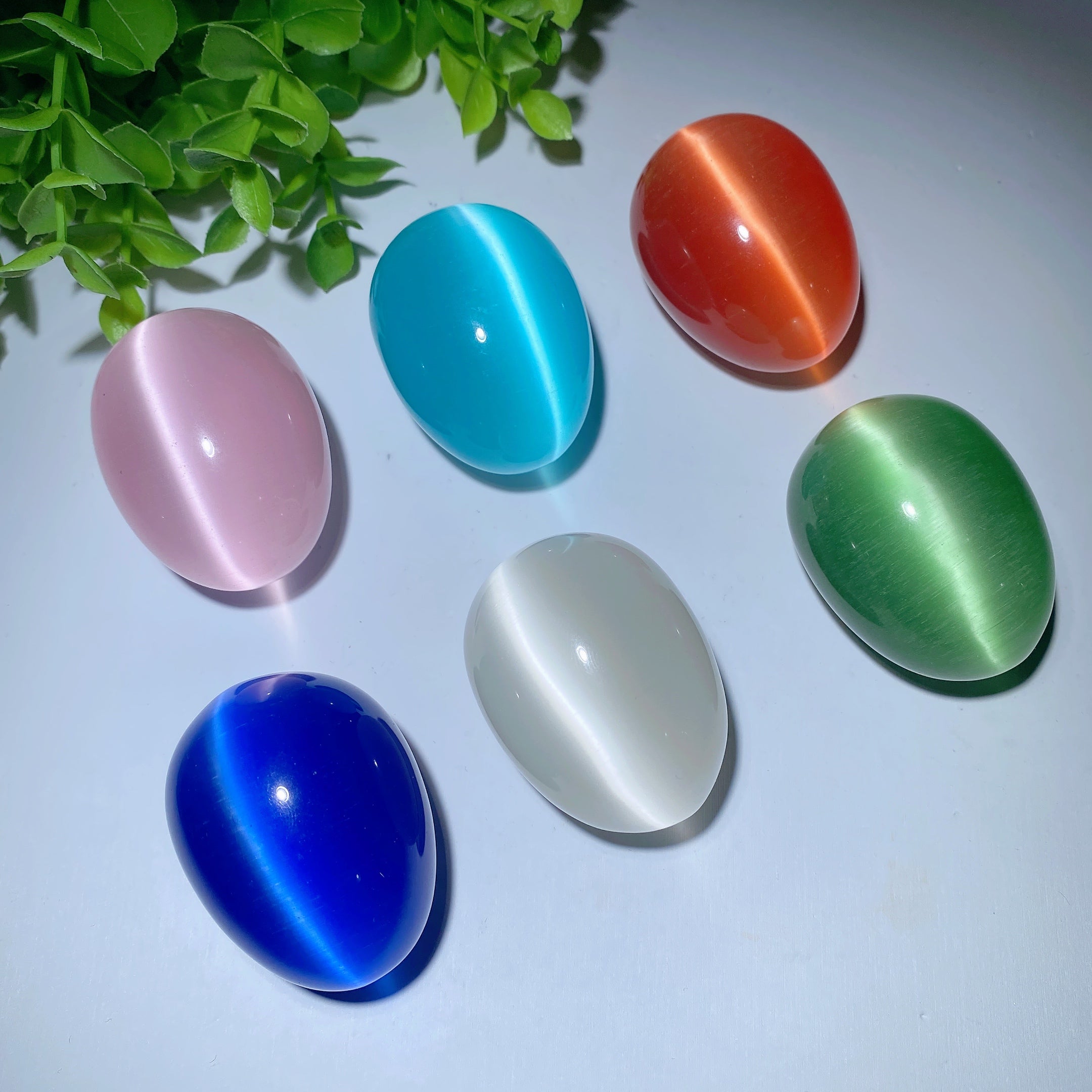 1.9 Inch Mixed Cat's Eye Crystal Healing Eggs