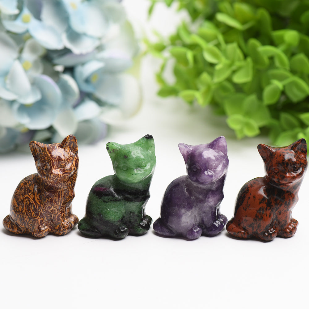 1.9-inch Mixed Crystal Cat Figurine for Healing & Decor