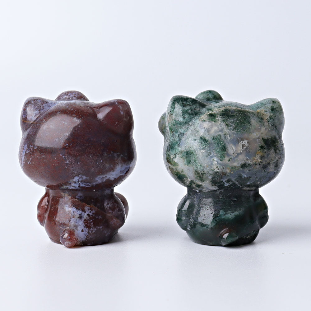 1.9 inch Moss Agate Crystal Cat Figurine for Healing