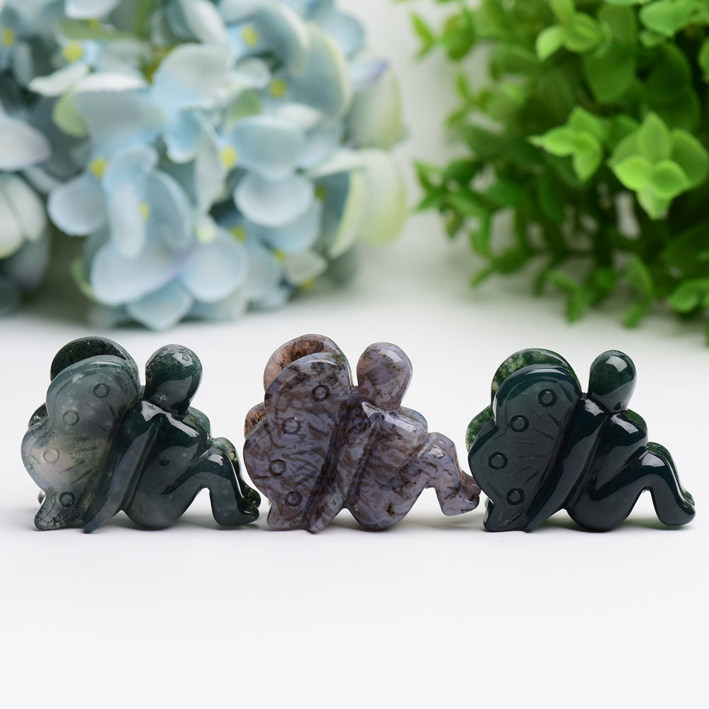1.9 inch Moss Agate Crystal Fairy Figurine Carving