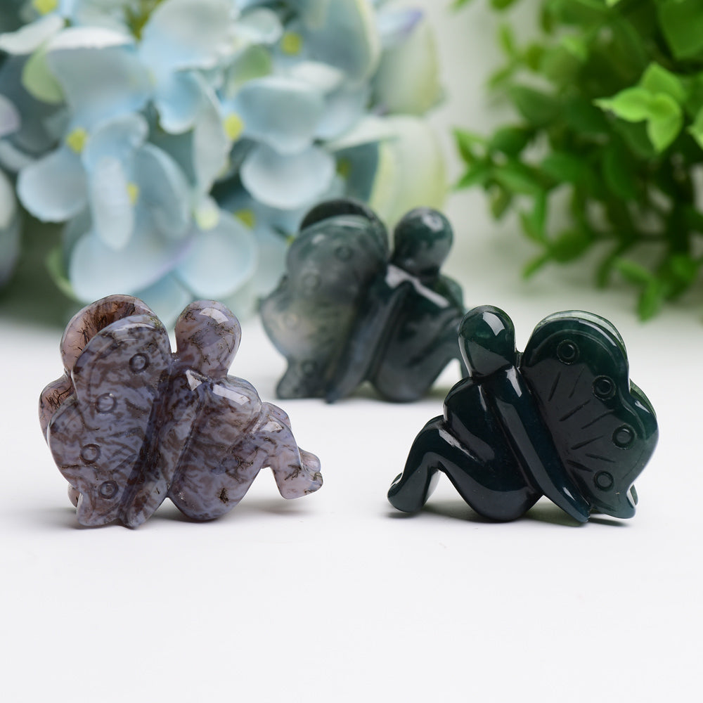1.9 inch Moss Agate Crystal Fairy Figurine Carving