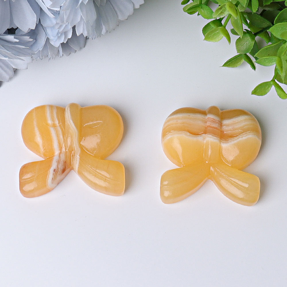 1.9 inch Orange Calcite Bow-Knot Crystal Figurine for Healing