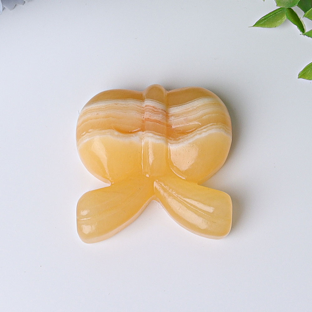 1.9 inch Orange Calcite Bow-Knot Crystal Figurine for Healing