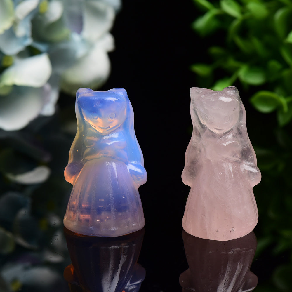 1.9 inch Rose Quartz and Pink Opalite Crystal Figurines