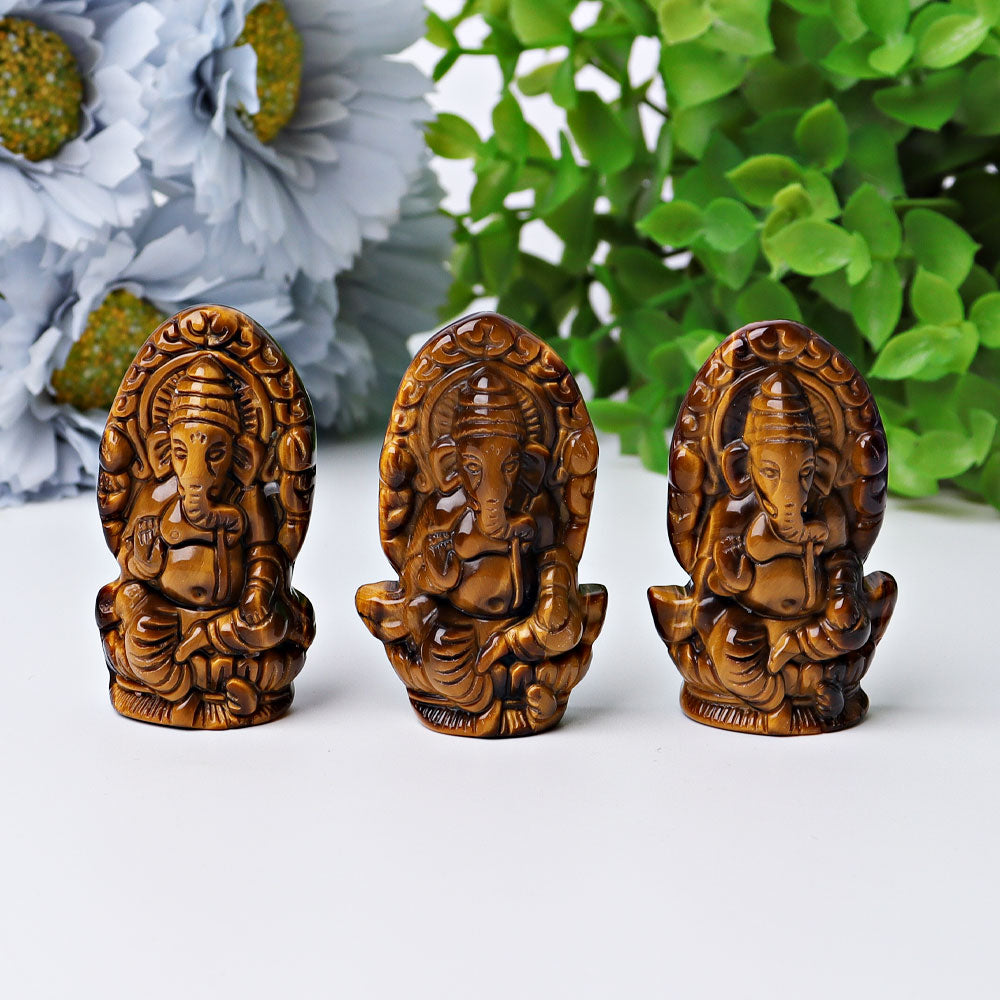 1.9 inch Tigers Eye Ganesha Carving for Spiritual Protection