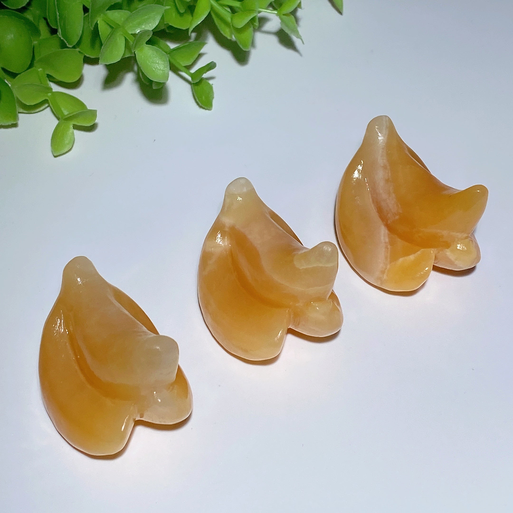 1.9" Orange Calcite Crystal Banana Figurine for Healing