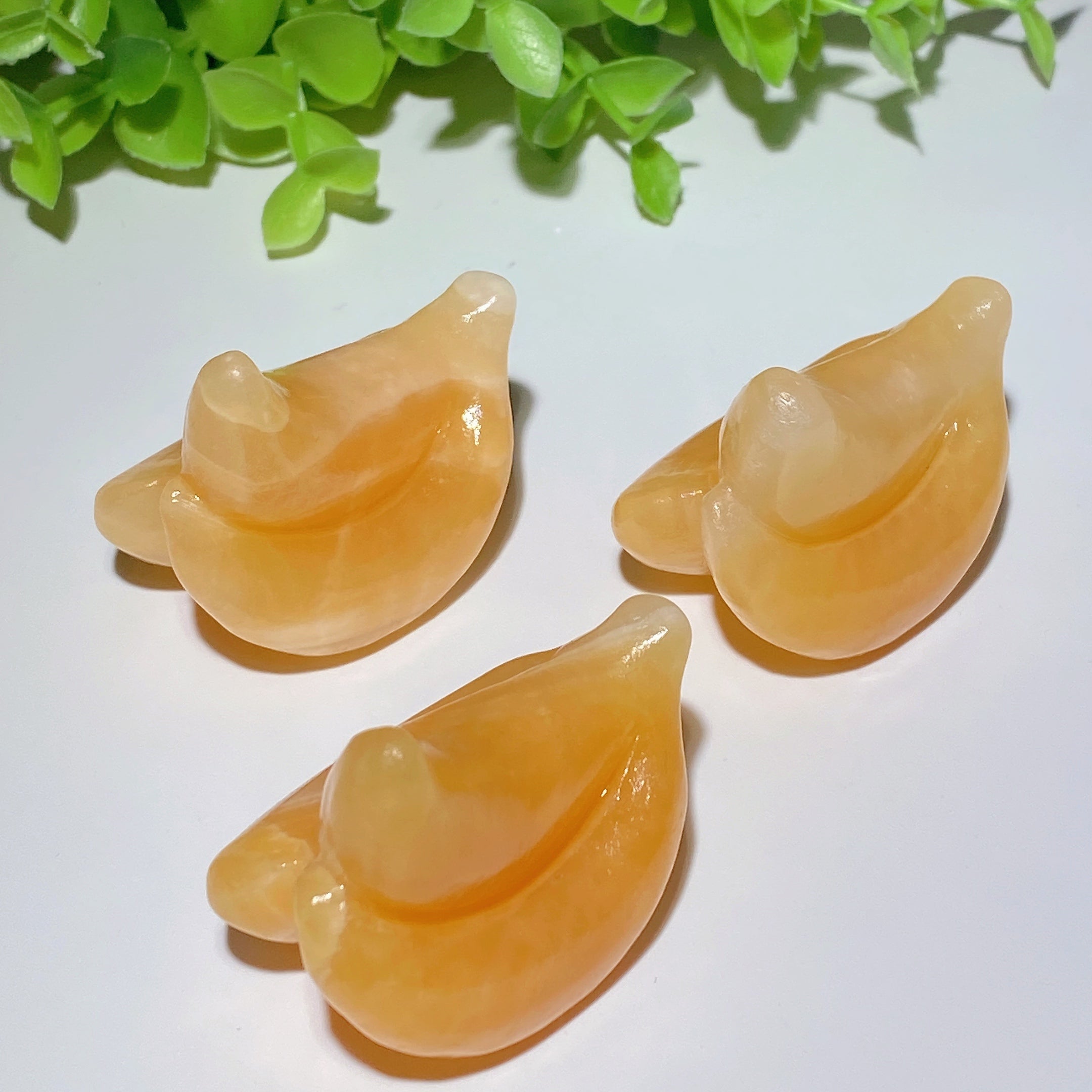 1.9" Orange Calcite Crystal Banana Figurine for Healing