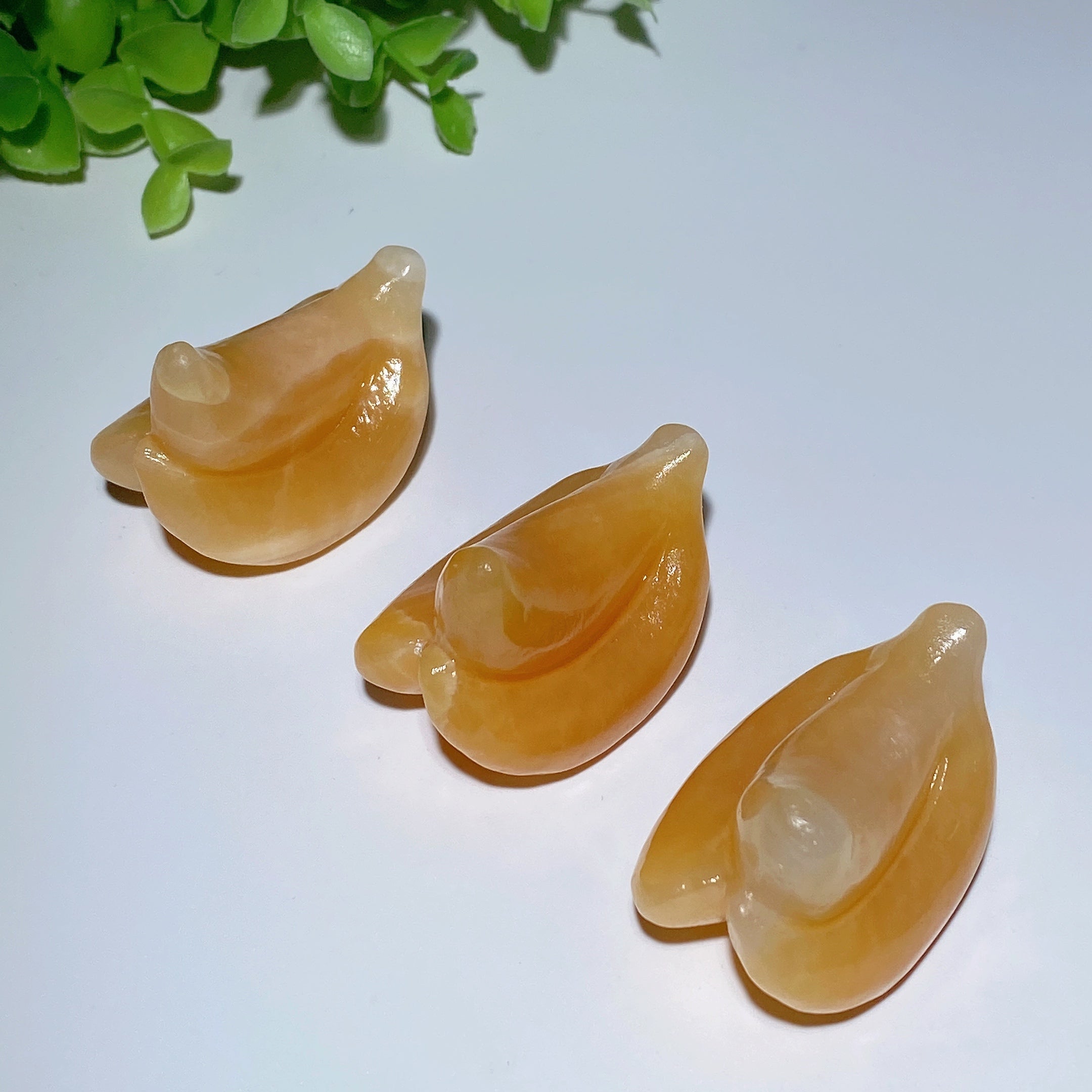 1.9" Orange Calcite Crystal Banana Figurine for Healing