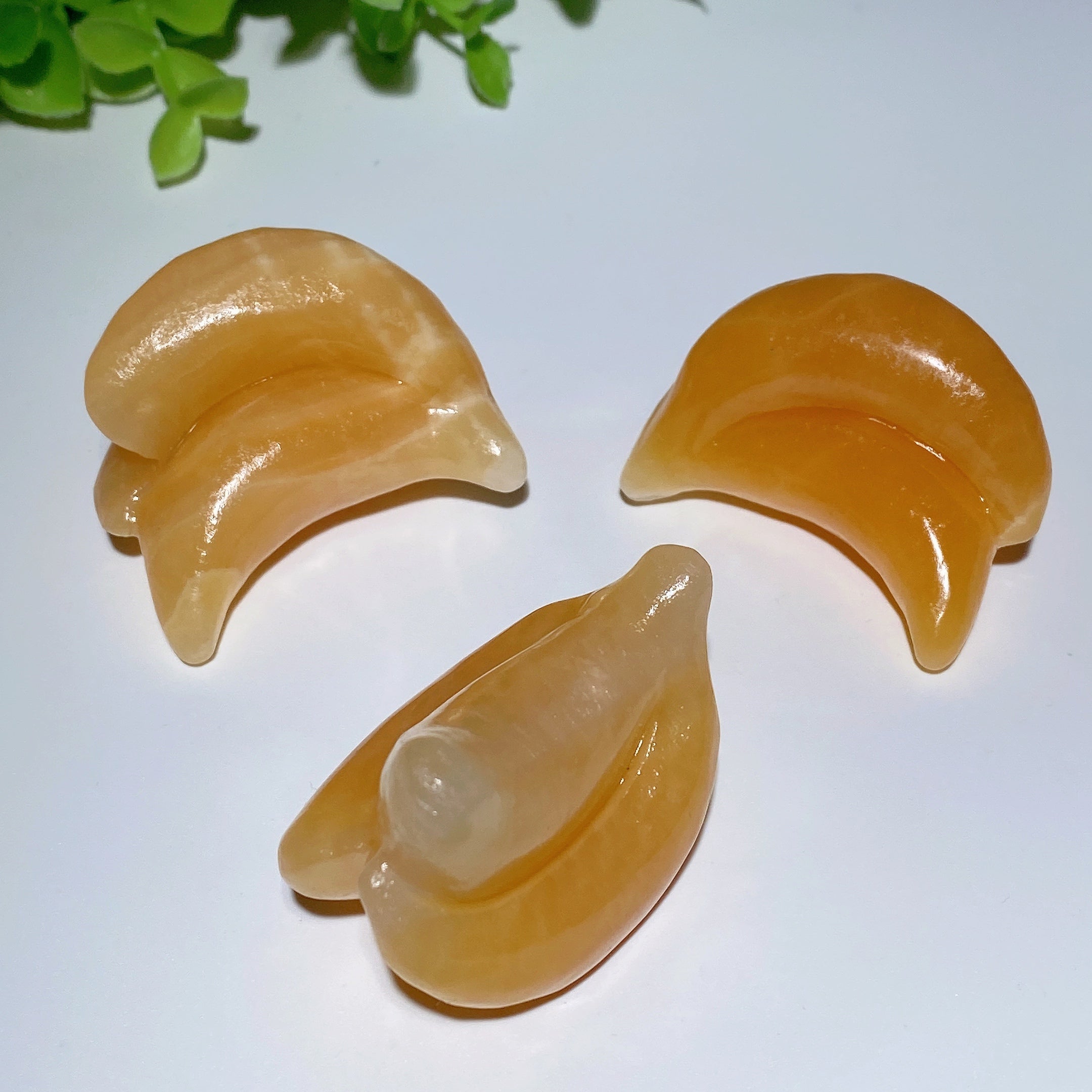 1.9" Orange Calcite Crystal Banana Figurine for Healing
