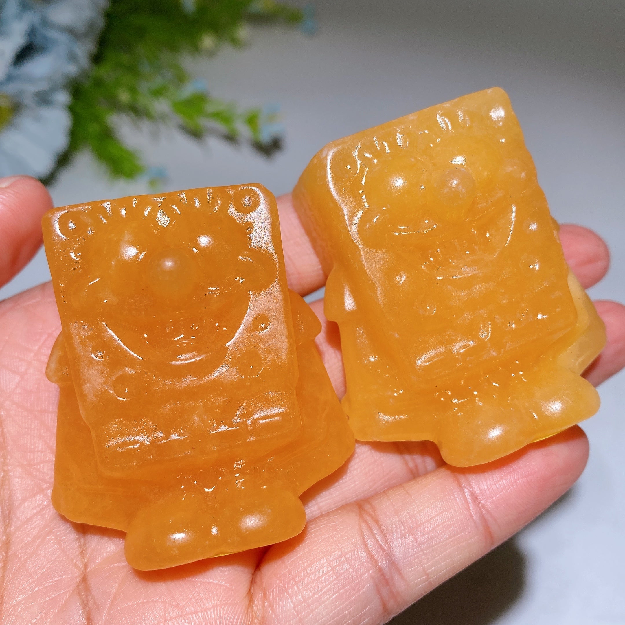 1.9in Orange Calcite Healing Crystal Figurine Carving