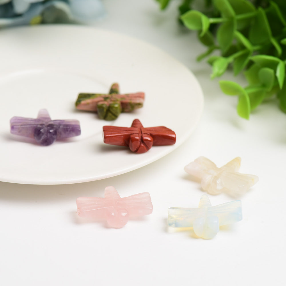 1-inch Mixed Crystal Dragonfly Carving Figurine Healing