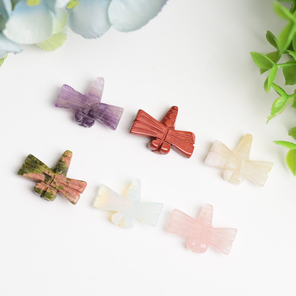 1-inch Mixed Crystal Dragonfly Carving Figurine Healing