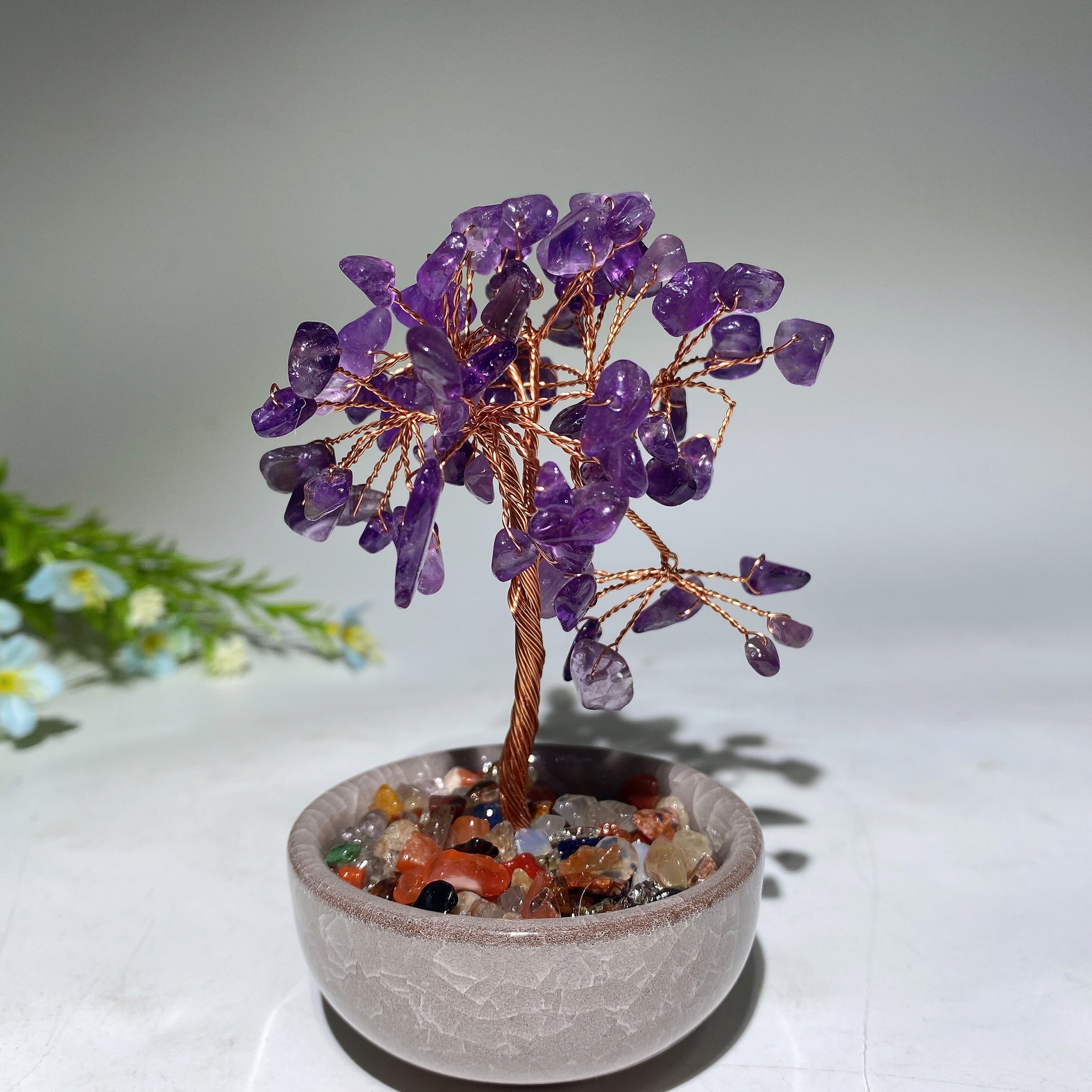 10-12cm Mixed Crystal Chips Healing Tree with Ceramic Pot