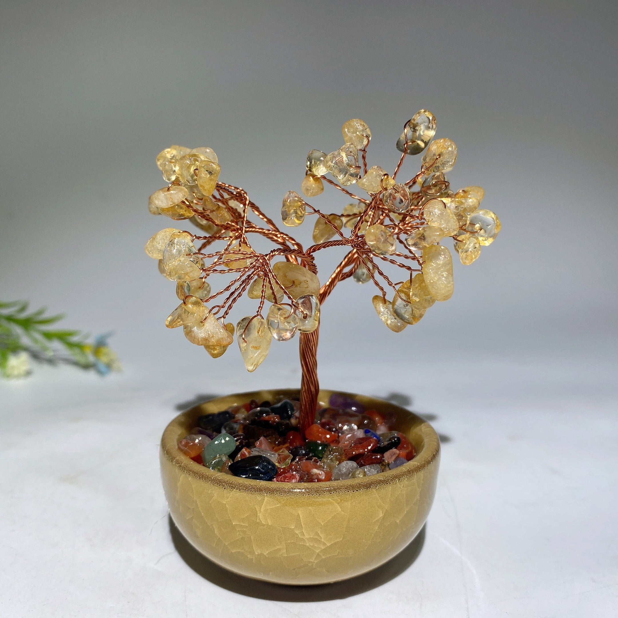 10-12cm Mixed Crystal Chips Healing Tree with Ceramic Pot