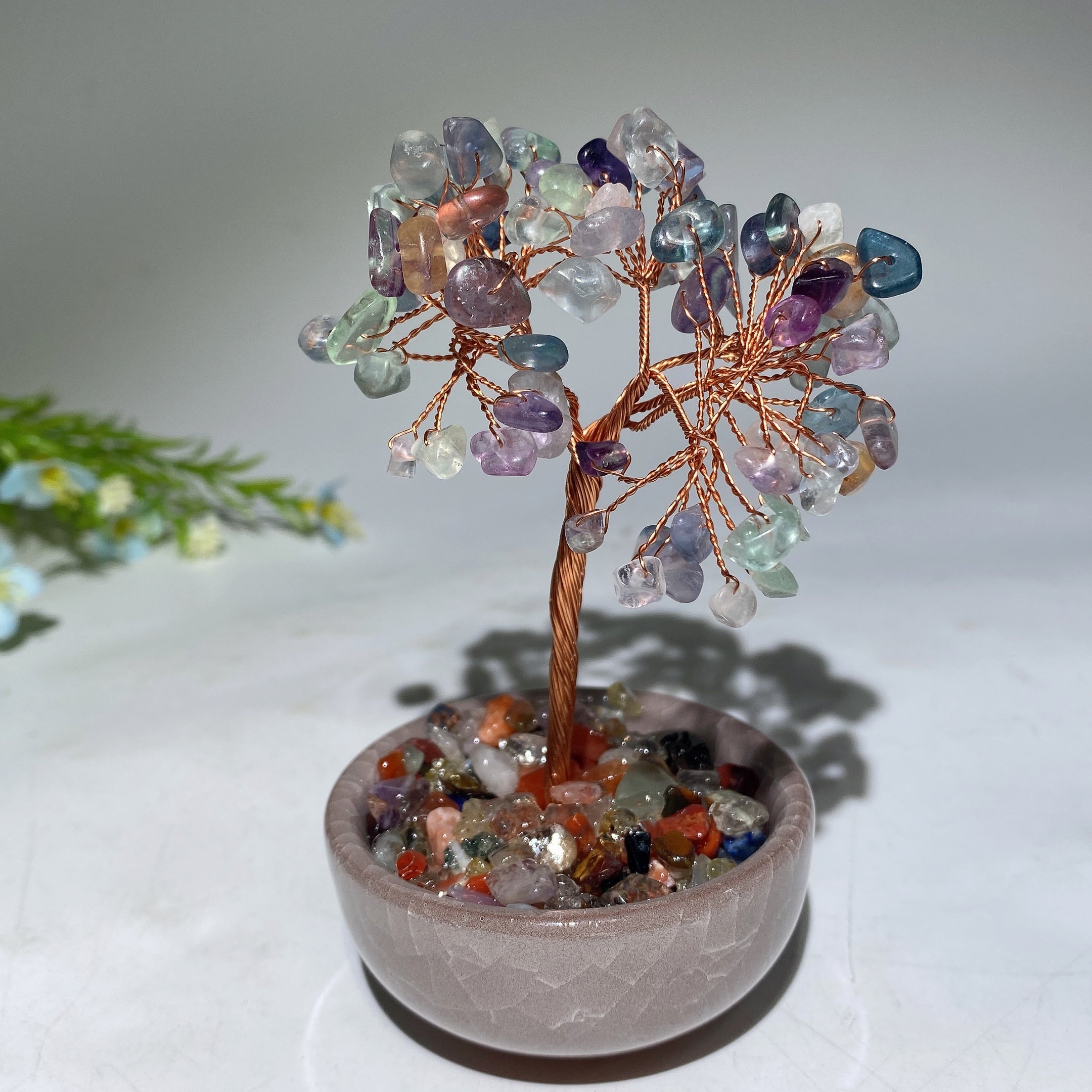 10-12cm Mixed Crystal Chips Healing Tree with Ceramic Pot