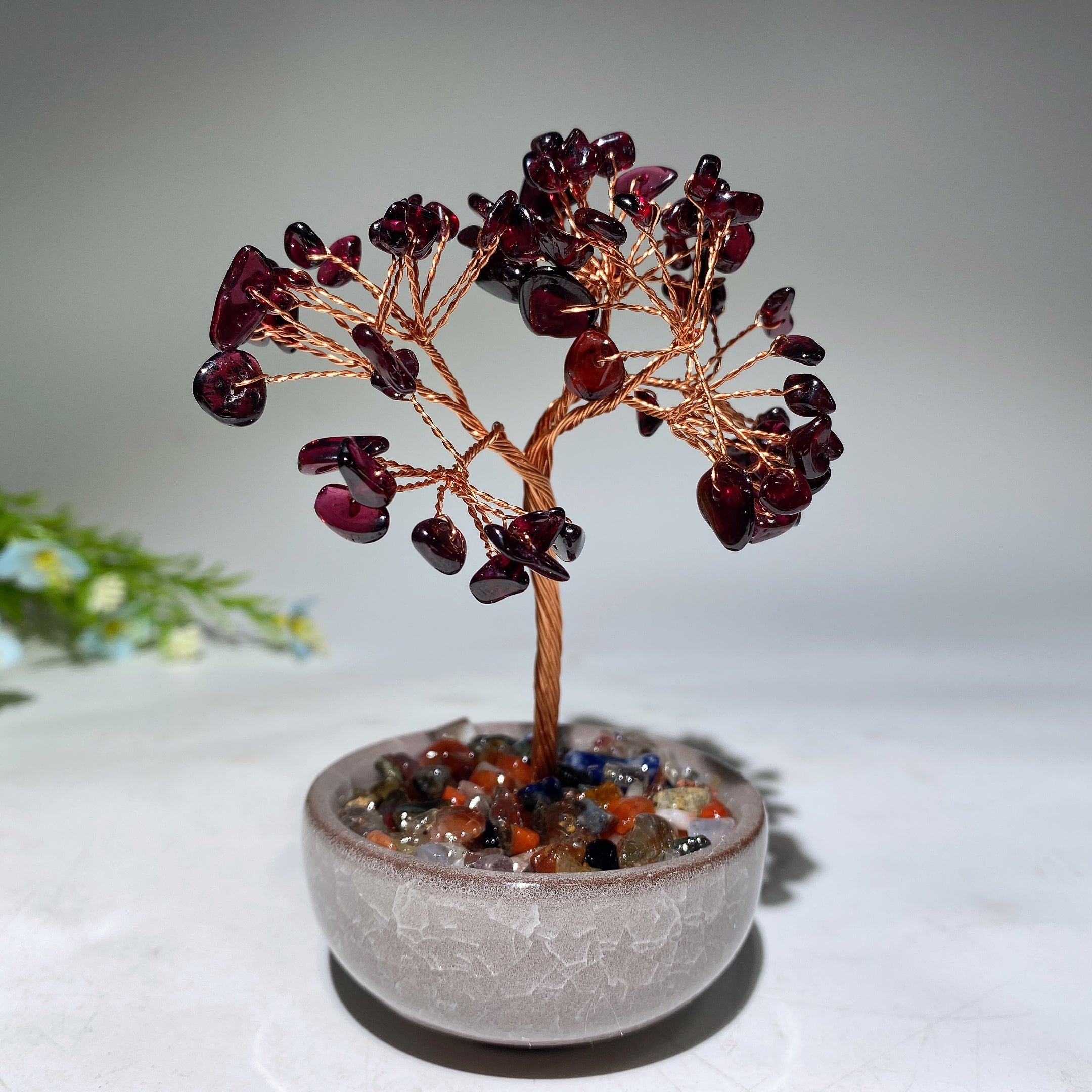 10-12cm Mixed Crystal Chips Healing Tree with Ceramic Pot