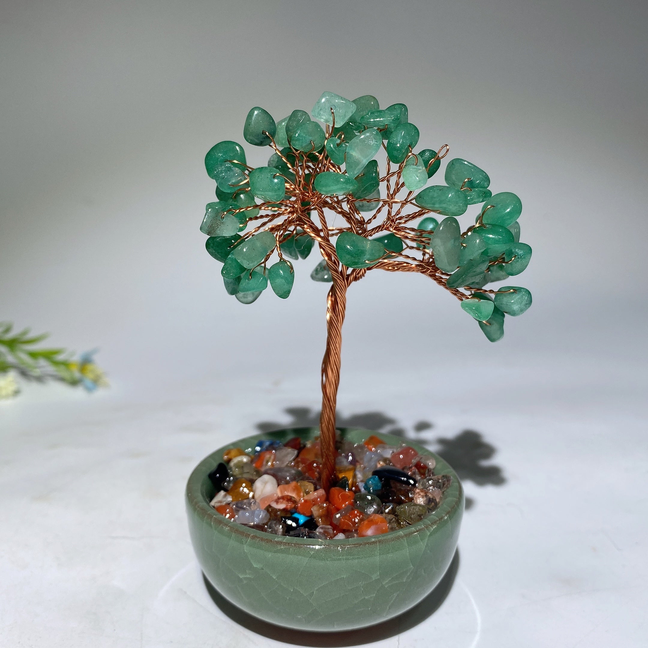 10-12cm Mixed Crystal Chips Healing Tree with Ceramic Pot