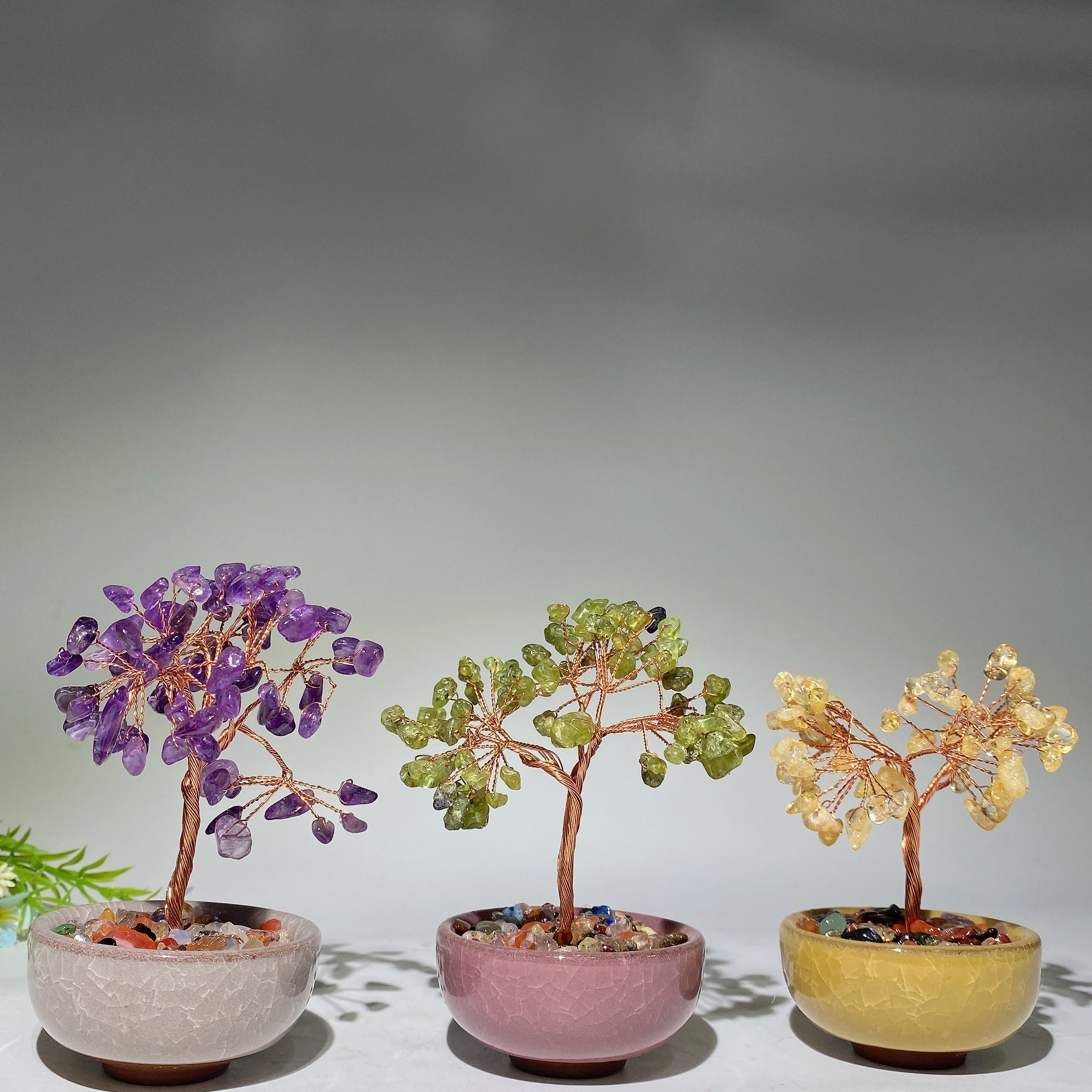 10-12cm Mixed Crystal Chips Healing Tree with Ceramic Pot